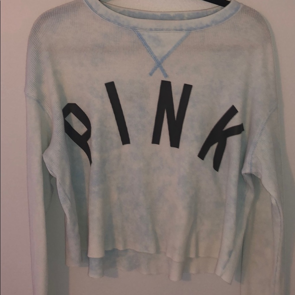 Blue and white longsleeve PINK victoria secret top